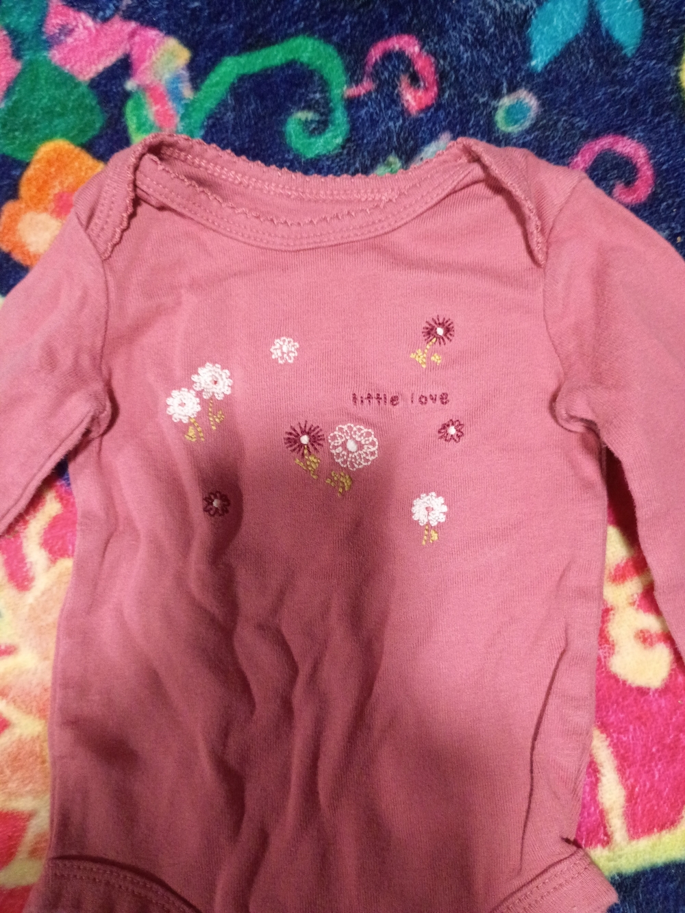Carter's Mauve Pink Long-Sleeve Floral Bodysuit 3 Months Old Size